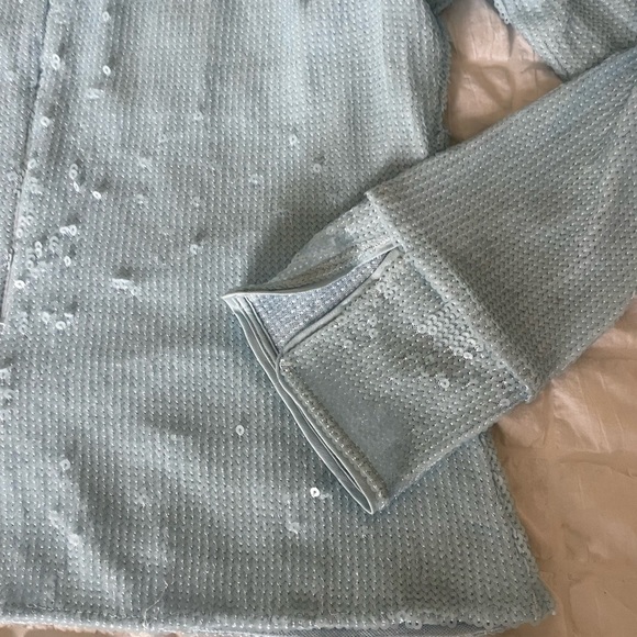 Whistles Light Blue Sequin Women's Top - Picture 11 of 14